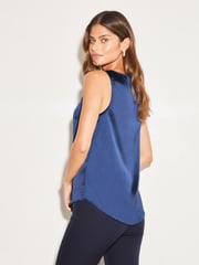 Lipsy Navy Blue V Neck Satin Trim Vest - Image 2 of 4