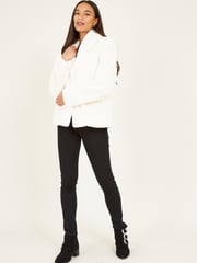 Yumi White Short Wrap Faux Fur Coat - Image 2 of 4