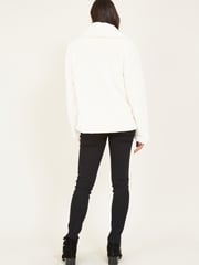 Yumi White Short Wrap Faux Fur Coat - Image 3 of 4