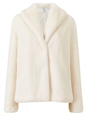 Yumi White Short Wrap Faux Fur Coat - Image 4 of 4