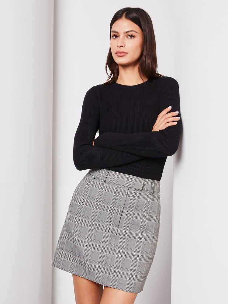 Lipsy Black Grey Check Mini skirt - Image 1 of 4