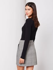 Lipsy Black Grey Check Mini skirt - Image 3 of 4