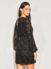 Lipsy Black Long Sleeve Ruched Tie Side Mini Dress - Image 2 of 4