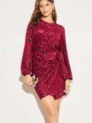 Lipsy Red Long Sleeve Ruched Tie Side Mini Dress - Image 1 of 4