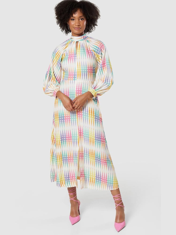Closet Cream Multi High Neck Dress - Image 1 of 5