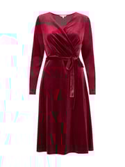 Yumi Burgundy Red Velvet Wrap Around Dress - Image 3 of 3