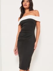 Lipsy Monochrome Bardot Midi Dress - Image 1 of 4