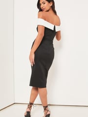 Lipsy Monochrome Bardot Midi Dress - Image 2 of 4