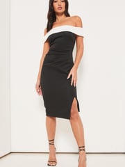 Lipsy Monochrome Bardot Midi Dress - Image 3 of 4