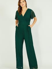 Yumi Emerald Green Lace Jumpsuit - Image 1 of 5