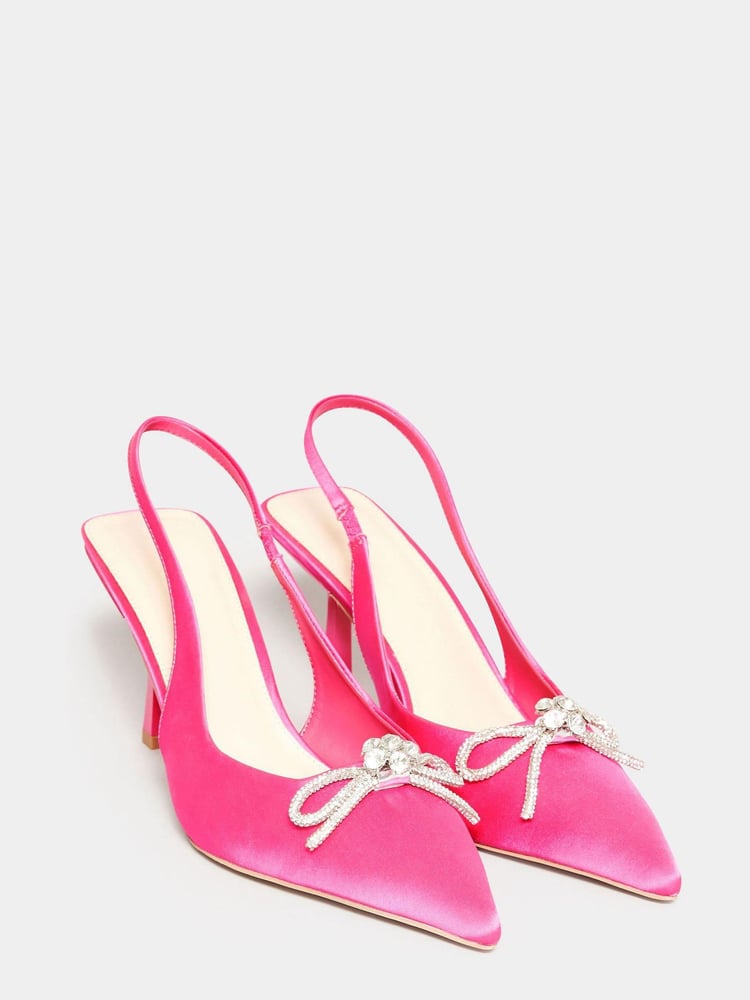 Long Tall Sally Pink Diamante Slingback Court - Image 2 of 5