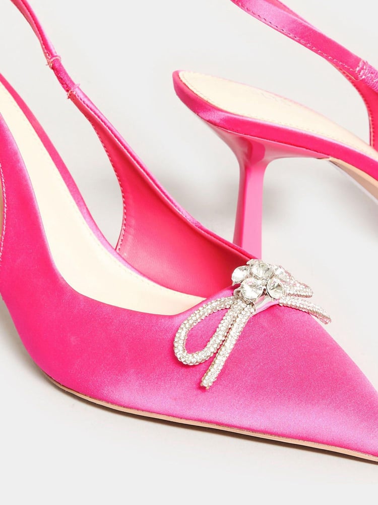 Long Tall Sally Pink Diamante Slingback Court - Image 5 of 5