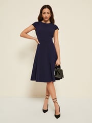 Friends Like These Navy Fit and Flare Cap Sleeve Tailored Dress - Image 3 of 3