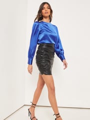 Lipsy Blue Shoulder Button Detail Long Sleeve Top - Image 3 of 4
