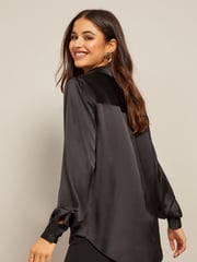Friends Like These Black Satin Button Through Shirt - Image 2 of 4