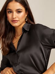 Friends Like These Black Satin Button Through Shirt - Image 4 of 4