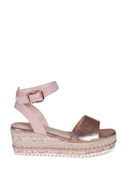 Linzi Rose Gold Disco Espadrille Inspired Wedge With Trim Detail - Image 2 of 4