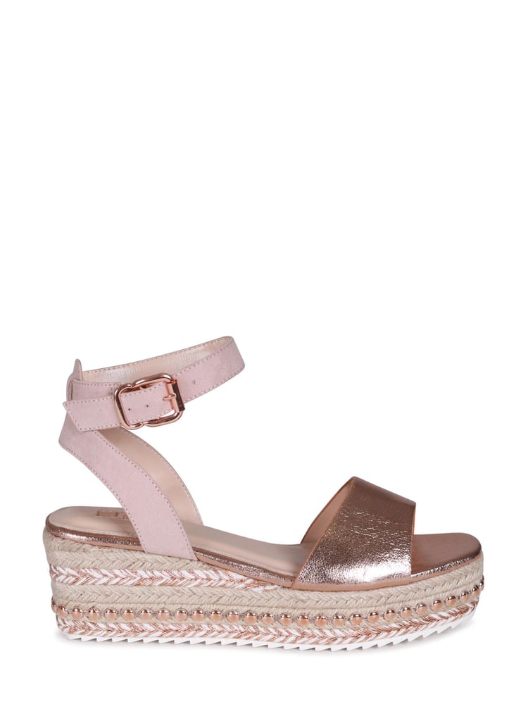 Linzi Rose Gold Disco Espadrille Inspired Wedge With Trim Detail - Image 2 of 4