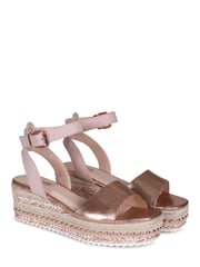 Linzi Rose Gold Disco Espadrille Inspired Wedge With Trim Detail - Image 3 of 4