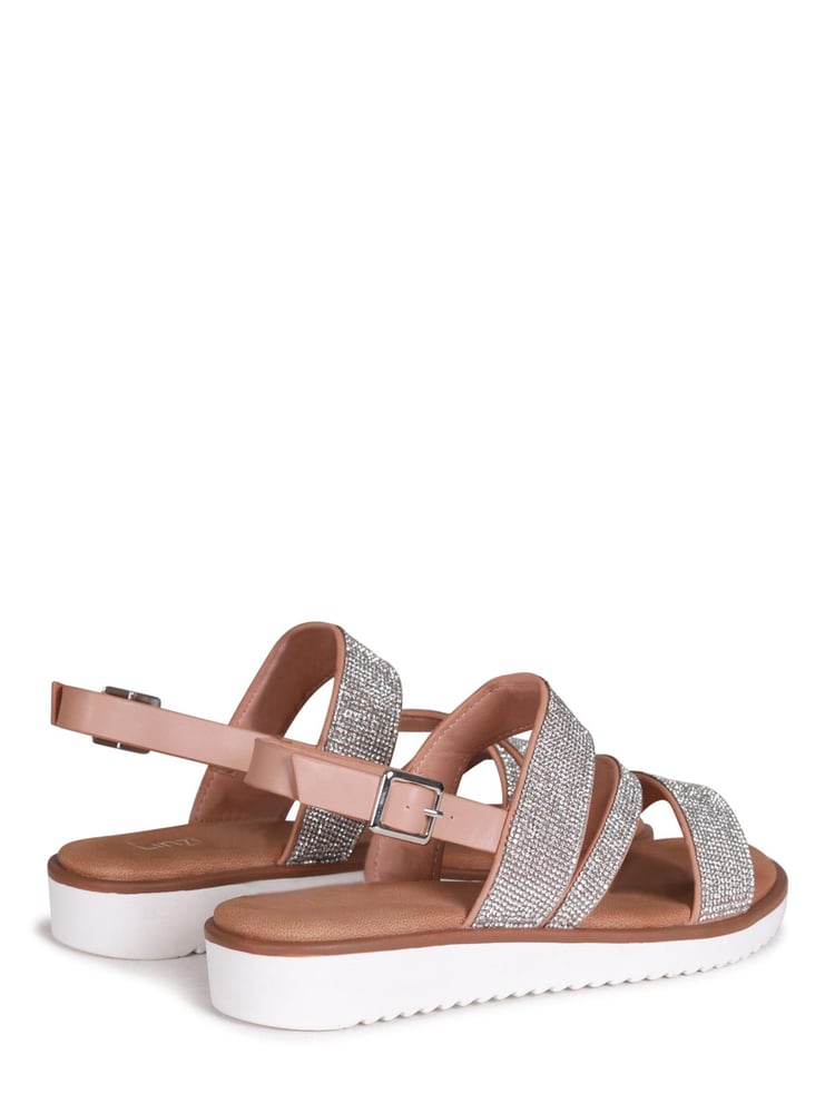 Linzi Silver Twinkle Embellished Strappy Flat Sandals - Image 4 of 4