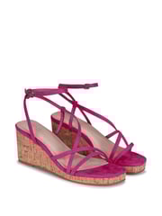Linzi Pink Aminah Strappy Wedge Sandal With Wrap Around Ankle Strap - Image 3 of 4