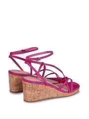 Linzi Pink Aminah Strappy Wedge Sandal With Wrap Around Ankle Strap - Image 4 of 4