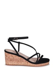 Linzi Black Aminah Strappy Wedge Sandal With Wrap Around Ankle Strap - Image 2 of 4