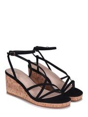 Linzi Black Aminah Strappy Wedge Sandal With Wrap Around Ankle Strap - Image 3 of 4
