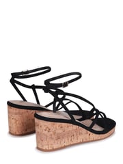 Linzi Black Aminah Strappy Wedge Sandal With Wrap Around Ankle Strap - Image 4 of 4