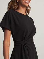 Lipsy Black Petite Twist Side Shorts Sleeve Mini Skater Dress - Image 4 of 4