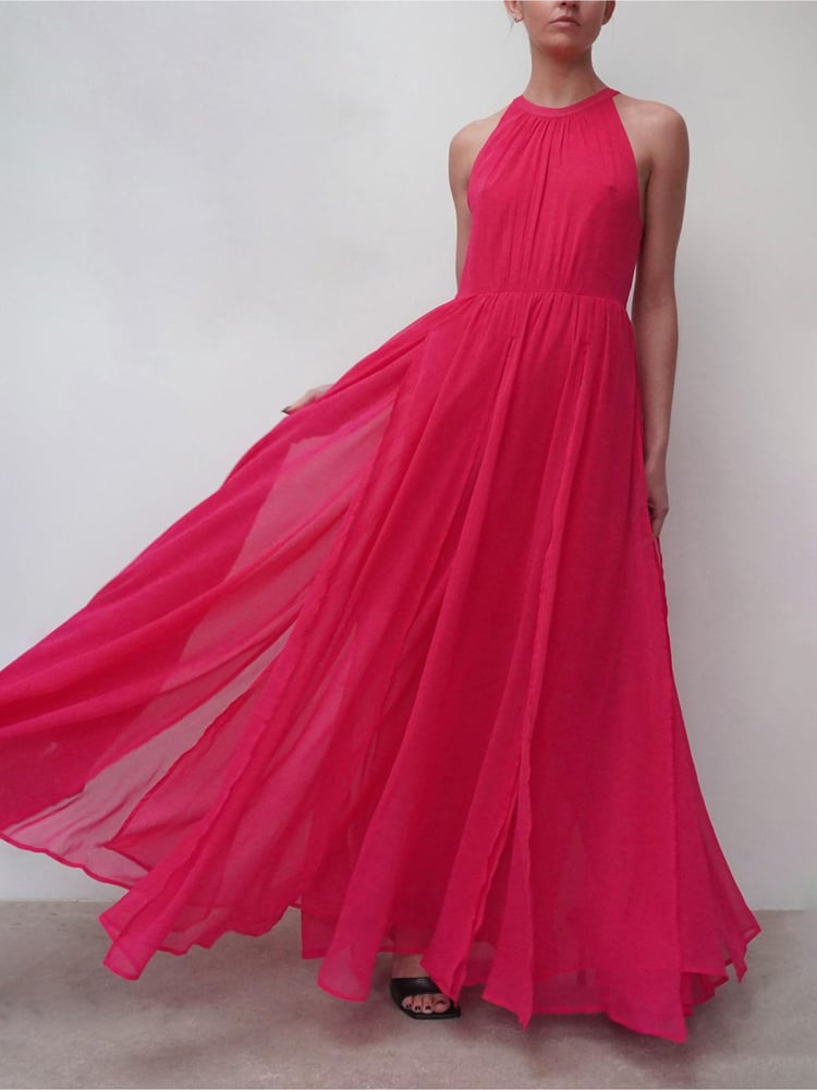 Religion Hot Pink Dusk Halter Neck Maxi Dress With Full Skirt - Image 1 of 5