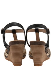 Ravel Black/Gold Gladiator Leather Wedge Sandal With Buckle Fastening - Image 3 of 4
