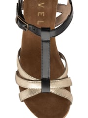 Ravel Black/Gold Gladiator Leather Wedge Sandal With Buckle Fastening - Image 4 of 4