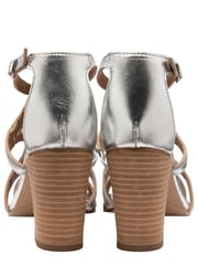 Ravel Silver Handwoven Leather Block Heel Sandal - Image 3 of 4