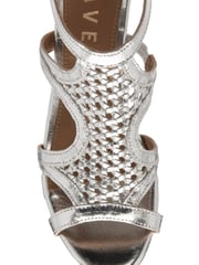 Ravel Silver Handwoven Leather Block Heel Sandal - Image 4 of 4