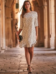 Sosandar White Ruffle Hem Shift Dress - Image 1 of 4