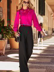 Sosandar Pink Tie Neck Top - Image 2 of 5