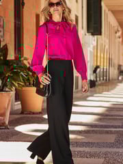 Sosandar Pink Tie Neck Top - Image 3 of 5