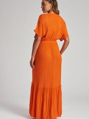South Beach Orange Crinkle Metallic Maxi Beach Dress - Image 2 of 3