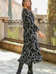Sosandar BLACK CHAIN Ruffle Wrap Dress - Image 6 of 6
