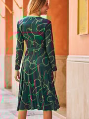 Sosandar Green Long Sleeve Wrap Midi Dress - Image 4 of 5