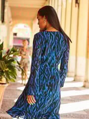 Sosandar Blue Wrap Front Dress - Image 1 of 5