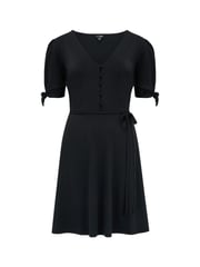 Pour Moi Black Bella Slinky Recycled Jersey Tie Sleeve Tea Dress - Image 4 of 5