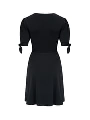 Pour Moi Black Bella Slinky Recycled Jersey Tie Sleeve Tea Dress - Image 5 of 5