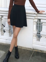Lipsy Black Jersey Petite Flippy Mini Skater Skirt - Image 1 of 4