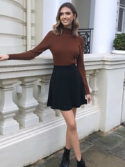 Lipsy Black Jersey Petite Flippy Mini Skater Skirt - Image 3 of 4