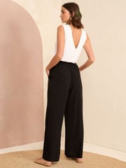Love & Roses Black Lightweight Side Trim Wide Leg Trousers - Image 3 of 4