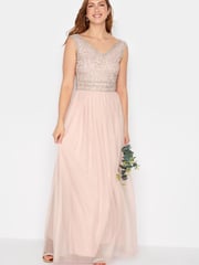 Long Tall Sally Pink V-Neck Beaded Maxi Dress - Image 1 of 4