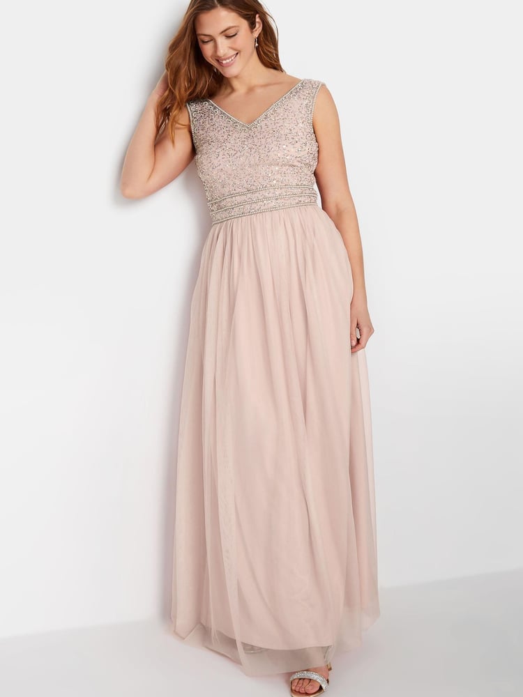 Long Tall Sally Pink V-Neck Beaded Maxi Dress - Image 2 of 4