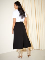 Friends Like These Black Tailored Belted Midi Skirt - Image 4 of 4